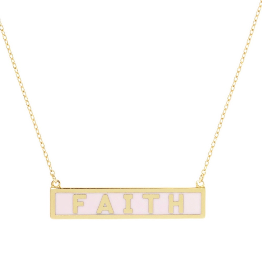 Pink and gold Faith necklace